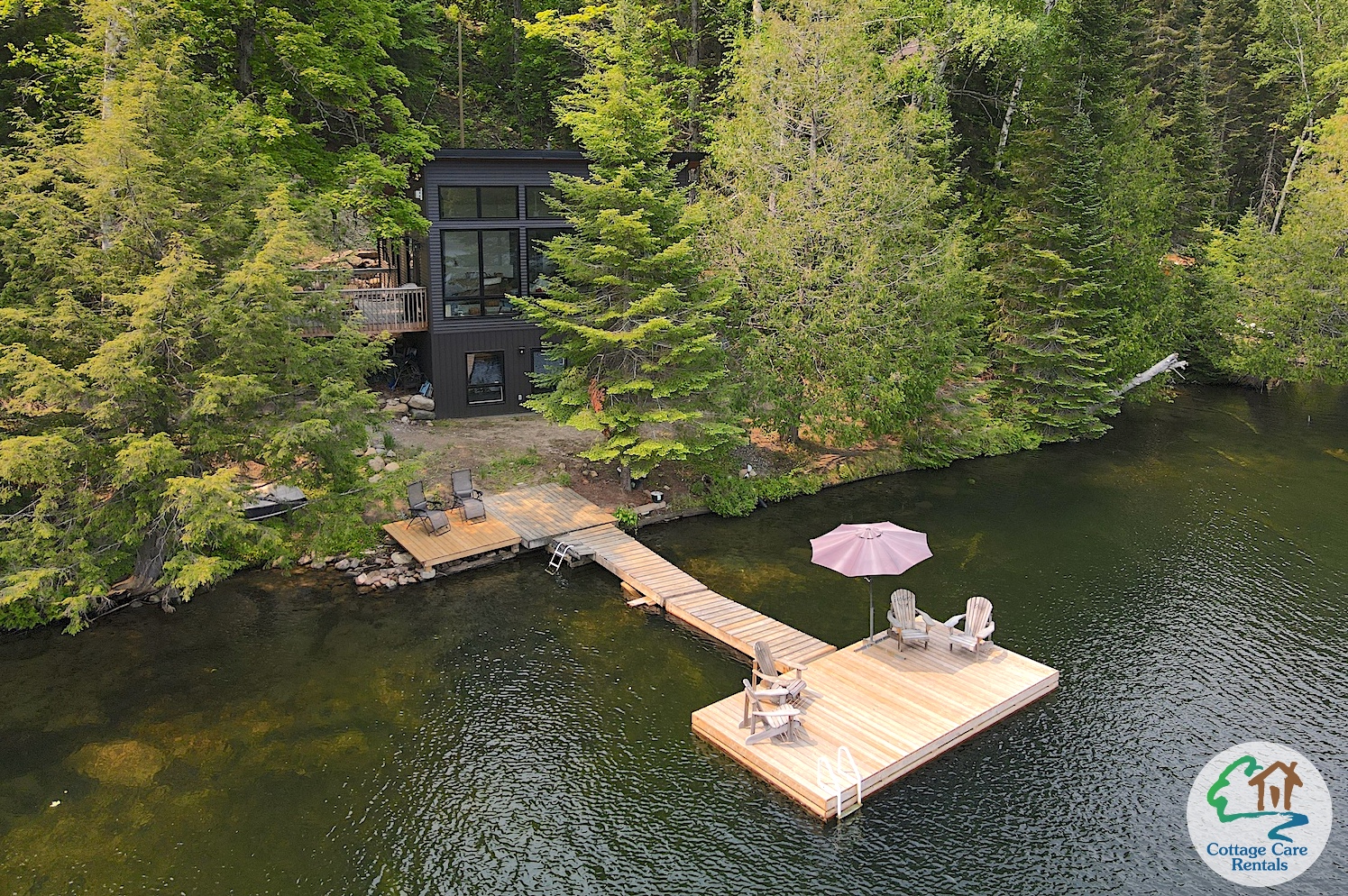 Miskwabi Lake By the Shore - Aerial view of Cottage
